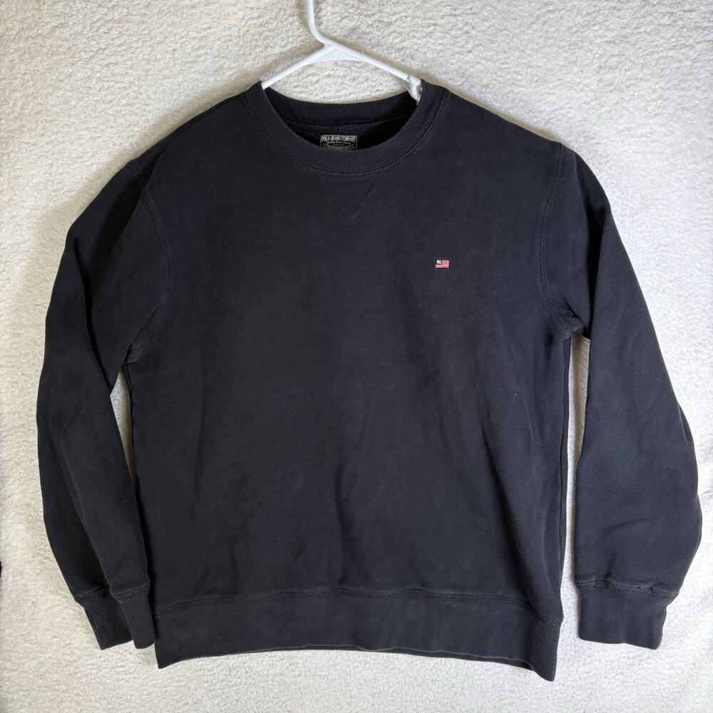 Vintage Ralph Lauren Polo Jeans Sweatshirt Mens XL Black RL Flag Crewneck